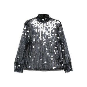 SEMICOUTURE Sequin Sheer Long Sleeve Blouse Women BLACK Sweaters & Knitwear